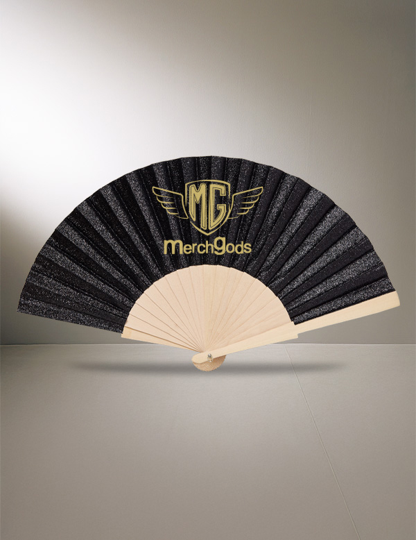 ABANICO MADERA PURPURINA GLITTER PERSONALIZADO